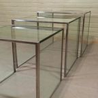 Vintage Glas En Chrome Mimiset Nesting Tables thumbnail 7