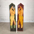 2 Grote Houten Panelen Met Boksers, Engeland thumbnail 6