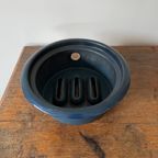 Vintage Blauw Emaille Petroleumstel – 3 Lonten – Met Onderbord thumbnail 4