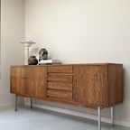 Vintage Palissander Dressoir / Sideboard Met 3 Deurtjes En 4 Lades thumbnail 8