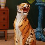 Large Vintage Ceramic Tiger Sculpture thumbnail 7