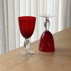 Set Of 4 Vintage Ruby Red Wine Glasses thumbnail 5
