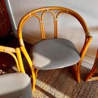 4 Rotan Bamboe Eetkamer Stoelen Mid Century Vintage thumbnail 2