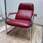 Vintage- Jaren '80 Fauteuil In Italiaans Rood Leer thumbnail 8