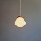 Art Deco Hanglamp In Witte Opaline, Jaren 1920-30 thumbnail 9