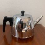 Vintage Nederlandse Dubbelwandige Chromen Theepot Gemaakt Door Bredemeijer In De Jaren Zestig! thumbnail 5