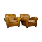 Set Of Leather French Clubchairs thumbnail 2