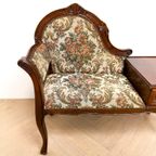 Antiek Vintage Oud Telefoonbankje, Gossip Bench, Bloemen, thumbnail 6
