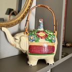 Japanse Theepot Olifant Handgeschilderd Vintage thumbnail 4