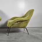 Vintage Set Franse Lounge Stoelen Fauteuils Limegroen thumbnail 13