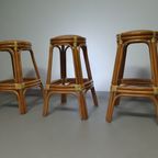 3 X Bamboo Stool With Leather Laces / 70S. thumbnail 15