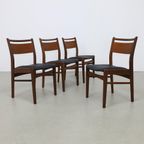 4x Vintage Eetkamerstoel Teak, 1960s Nieuw Bekleed thumbnail 2