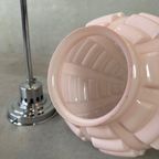 Art Deco Rosé Opaline En Chroom Hanglamp thumbnail 9