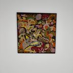 Origineel Frans Handgeborduurd Textiel – Griffin & Bloemmotief – Ca. 1930–1940 thumbnail 9