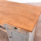 Vintage Bureau Hout | Oud Bureau | Houten Bureau Grijs thumbnail 7