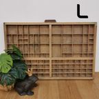 Brocante, Bruine Antieke Houten Letterbak, Wanddecoratie L thumbnail 11