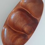 Mid-century Houten Serveerschaal. Handgemaakt. Met Compartimenten thumbnail 5