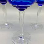Set Kobalt Kristal Wijnglazen Gegraveerd 3 Stuks thumbnail 2