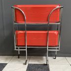 Folding Chrome And Red Serving Trolley 1960S thumbnail 10
