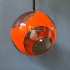 Mid Century Oranje 'Bug Eye' Massive Hanglamp / Space Age Light Fixture Door Luigi Colani thumbnail 8