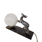 Frans Art Deco Lampje Met Gazelle, Jaren 30 thumbnail 8