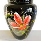 Grote Art Deco Vaas Zwart Booms Glas Bloemen thumbnail 3