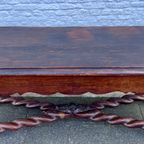 Stoere Antiek Eiken Sidetable Met Grenen Blad, Getorste Poten / 153 Cm Lang thumbnail 11