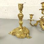 Antieke Vergulde Bronzen Louis Xv Kandelaars thumbnail 4