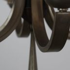 Luxe Antieke Messing Art Deco Kroonluchter Met Albasten Kuipjes Uit Begin 1900 thumbnail 3