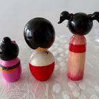 5 X Leuke Houten Japanse Stijl Beeldjes Met Bewegende Hoofd thumbnail 8