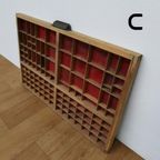 Brocante, Bruine Antieke Houten Letterbak, Wanddecoratie C thumbnail 8