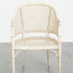 Gezellige Vintage Jaren 70 Design Stoel Van Jonathan Adler Gemaakt Van Riet En Bamboe thumbnail 2