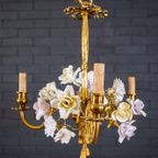 Italian Art Deco Chandelier With Flowers thumbnail 3