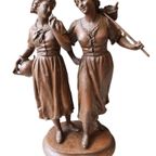 Ernest Rancoulet "2 Dames" Sculptuur. thumbnail 2