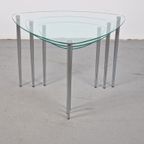 Set 3 Mid-Century Nesting Bijzettafels Glas Chrome Italy ´60 thumbnail 3