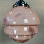 Art Deco Hanglamp – Rosé Opaline En Chroom thumbnail 5