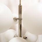 Vintage Design Sputnik Lamp Chroom Met 9 Opaline Bollen, Jaren '60 thumbnail 4