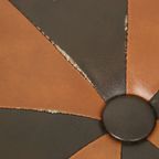 Vierkante Poef Skai Kunstleder Bruin Camel Patchwork 41cm thumbnail 6