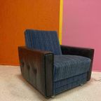 Vintage Fauteuil Blauw Met Zwart thumbnail 4