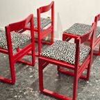 Vintage Rode Stoelen Met Panterstof thumbnail 7