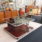 Vintage Space Age Salontafel Rookglas Chroom 70S thumbnail 4