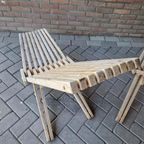 Set 2 Lounge Fauteuils Lattenbank Ligstoelen Tuinstoelen thumbnail 4