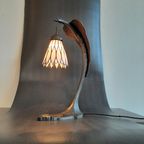 French Art Deco Bird Lamp With Tiffany Dome thumbnail 6