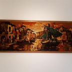 * Jaren 60 Wollen Vintage Schilderij Kunst Werkje Vintage thumbnail 3