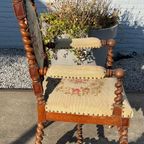 Antique French Carved Walnut Side Armchair With Needle Point Upholstery thumbnail 12