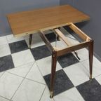 Dining Table Formica White And Brown Adjustable In Size And Height thumbnail 5