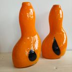 Vintage Set Oranje Glazen Vazen En Bloempotten thumbnail 7