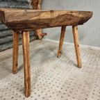 Antieke Primitieve Tafel Hakblok Sidetable Keukentafel Eiken thumbnail 3