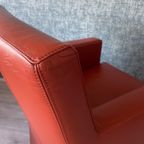 2X Leolux Dolcinea Fauteuil + Hocker | Roodbruin/Cognac Leer thumbnail 23