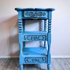 Blauw Ladekastje Met Bloemen, 84 Cm Hoog thumbnail 3